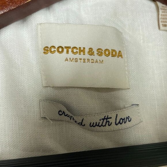 Scotch & Soda Mens White Button-Up Shirt Size L Linen Blend a1398 - Picture 3 of 7